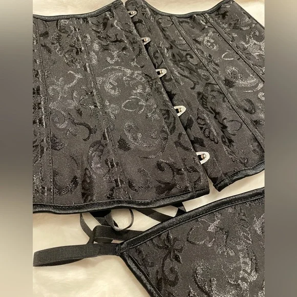 Black Satin Underbust Corset Size Large - Picture 4 of 5